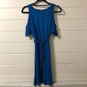 Blue butterfly sleeve dress